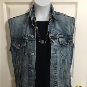 LEVI STRAUSS & CO Distressed Denim Vest